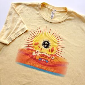 Watermans Brewing Co T Shirt Medium Abundant Sunshine IPA Retro Yellow NC Coast